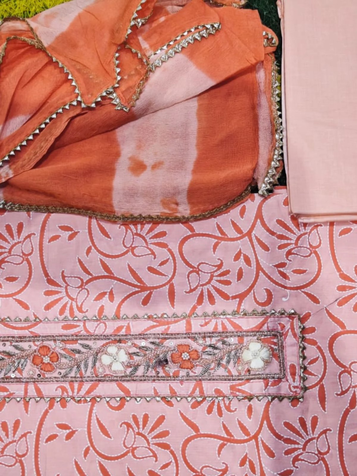 Shibori & Floral Georgette Party Suit