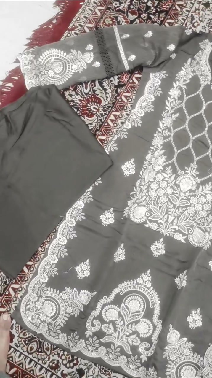 Chikankari-Style Net Suit for Girls