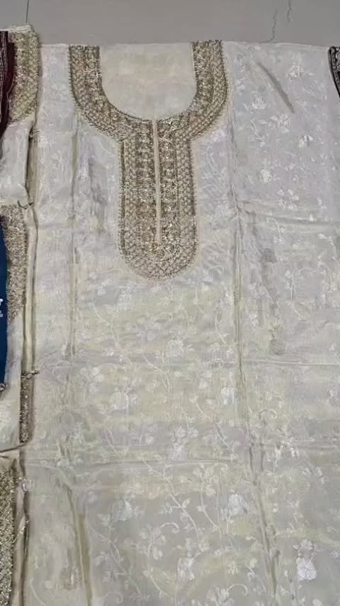 Cream Jaal Handwork Crepe Suit